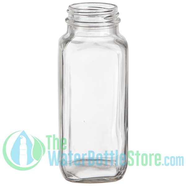 16 oz. French Square Flint Glass Jar with 48mm Flat Top