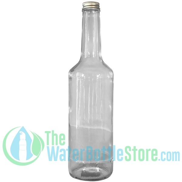 8 oz Clear Glass Salad Dressing Bottles w/ Ribbed Black Lined Caps