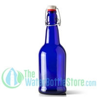 16 oz Cobalt Blue Glass Beer Bottle with Swing Top Stopper