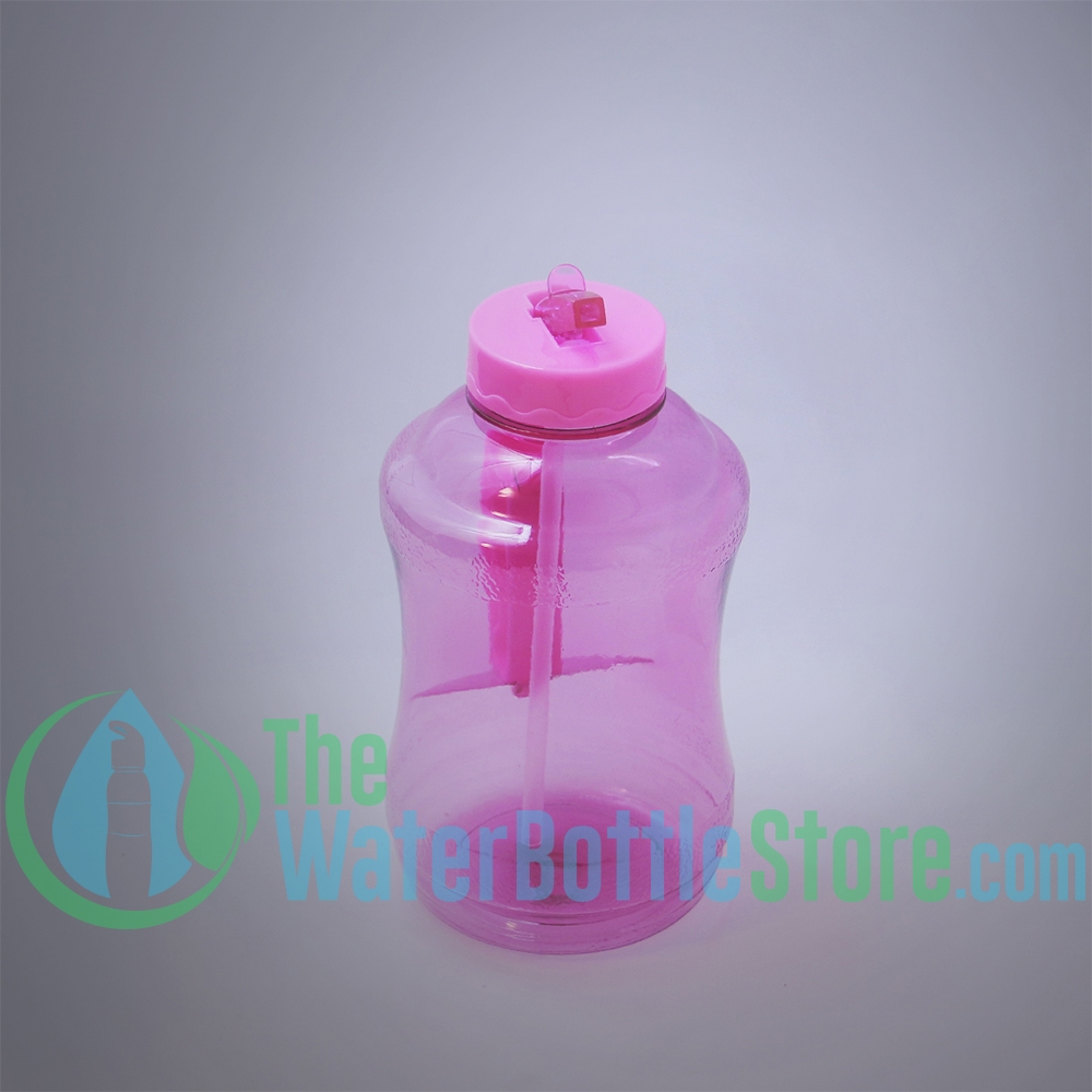 Half Gallon 56oz Pink Water Bottle with Straw & Handle