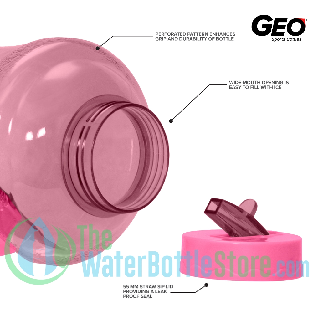 GEO Sports 1 Gallon BpA Free Water Bottle Stainless Steel Cap w Handle Pink