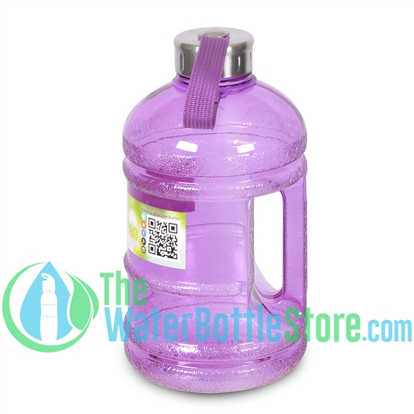 Half Gallon 64oz Purple Water Bottle Handle & Steel Cap