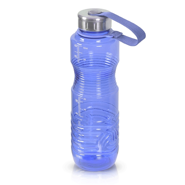 1 Liter 32oz Blue Reusable Water Bottle Steel Top