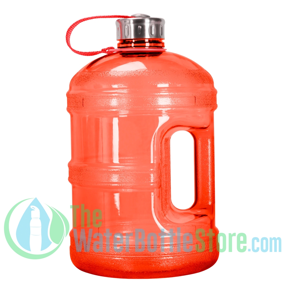 GEO Sports 1 Gallon BpA Free Water Bottle Stainless Steel Cap w Handle Red