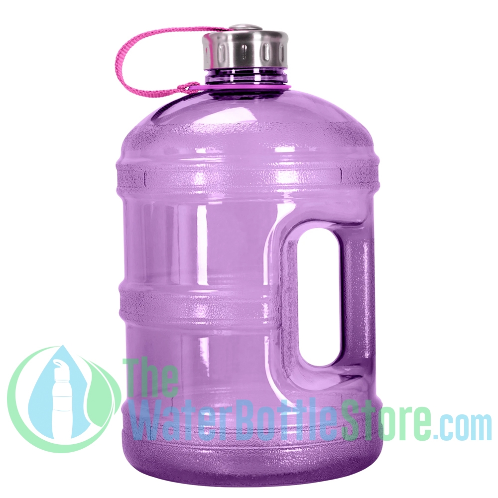 GEO Sports 1 Gallon BpA Free Water Bottle Stainless Steel Cap w Handle  Purple