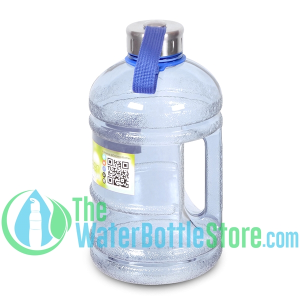 Half Gallon 64oz Light Blue Water Bottle Handle & Steel Cap