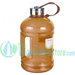 Half Gallon 64oz Brown Water Bottle Handle & Steel Cap