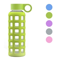 GEO 12oz Glass Reusable Water Bottle Silicone Sleeve