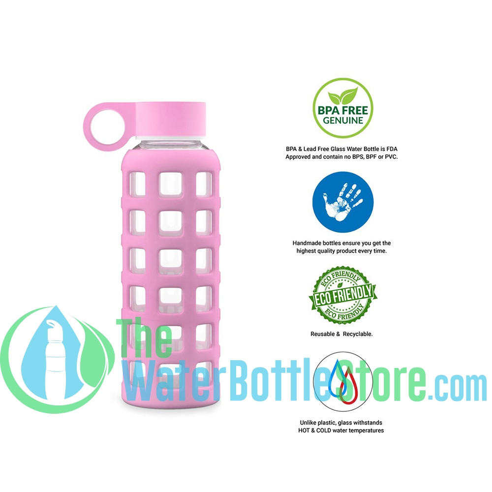 GEO 12oz Glass Reusable Drinking Water Bottle Small Silicone Sleeve