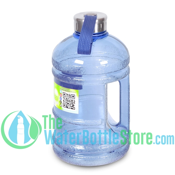 Half Gallon 64oz Dark Blue Water Bottle Handle & Steel Cap