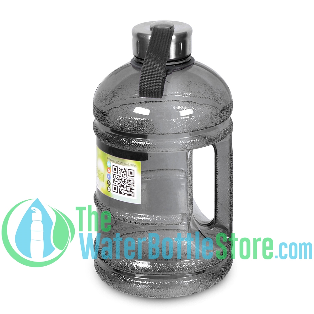 Half Gallon 64oz Black Water Bottle Handle & Steel Cap