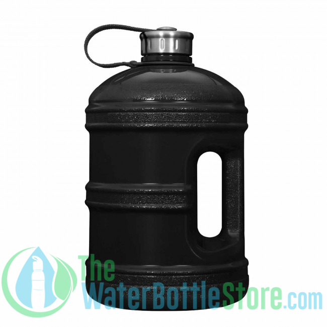 GEO Sports 1 Gallon BpA Free Water Bottle Stainless Steel Cap w Handle  Solid Black
