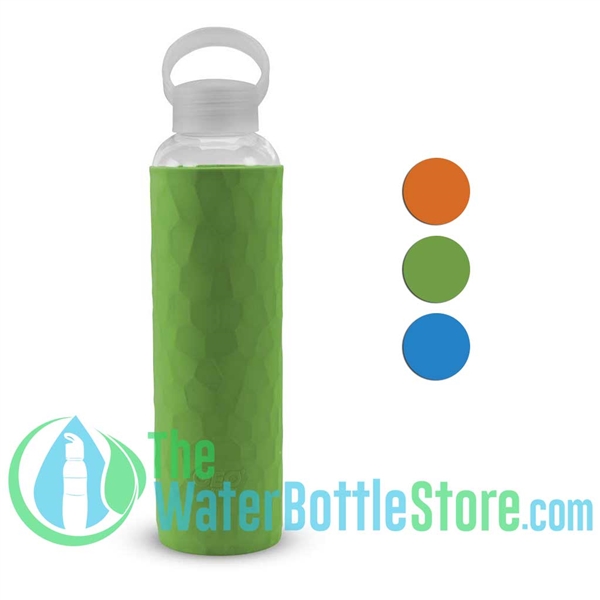 GEO 20oz Glass Reusable Water Bottle Silicone Sleeve