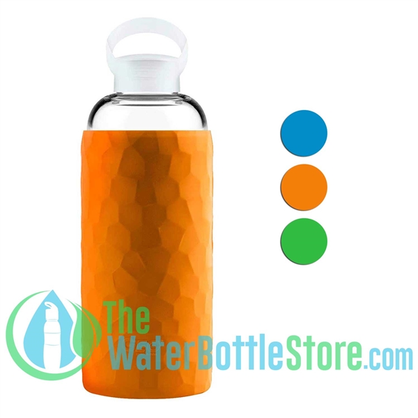 GEO 32oz Glass Reusable Water Bottle Silicone Sleeve