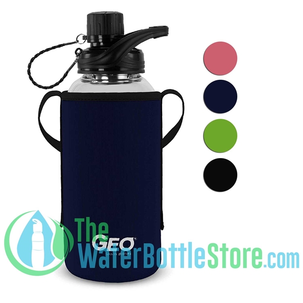 GEO 34oz Glass Reusable Water Bottle Protective Sleeve