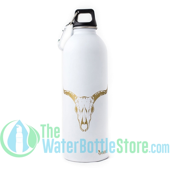 EarthLust 1 Liter Cow Skull Stainless Steel Metal Water Bottle