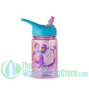 EcoVessel Splash 12oz Kids Straw Water Bottle - Pink Unicorn