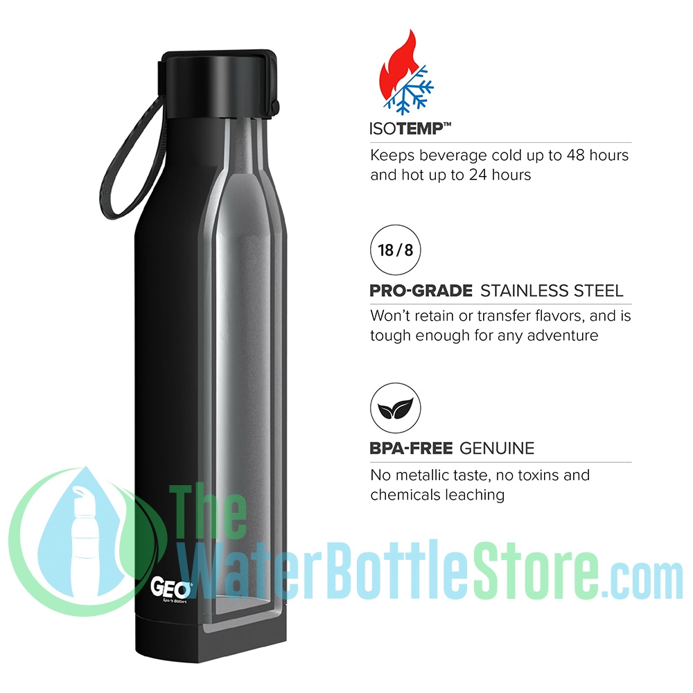 GEO 17 oz Rubber Coated Stainless Steel Sports Bottle