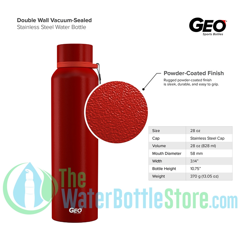 Geo sports bottles 1 gal Red Stainless Steel Water Bottle with