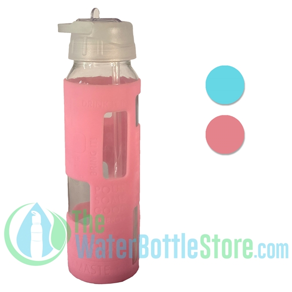 GEO 23oz Glass Reusable Water Bottle Love Silicone Sleeve
