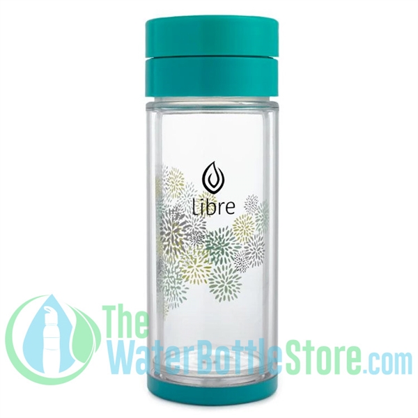 Libre 14 oz Glass Infuser Water Bottle Starburst Turquoise