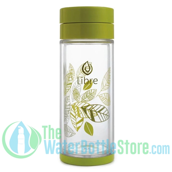 Libre 14 oz Glass Infuser Water Bottle Lively Leaves Green
