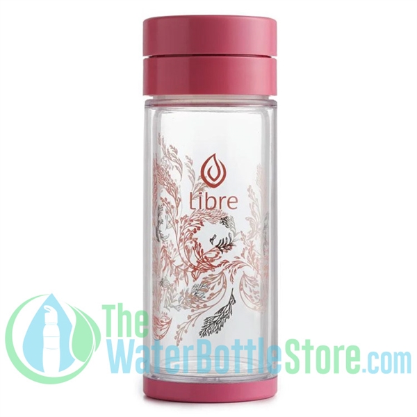 Libre 14 oz Glass Infuser Water Bottle Garden Dance Pink