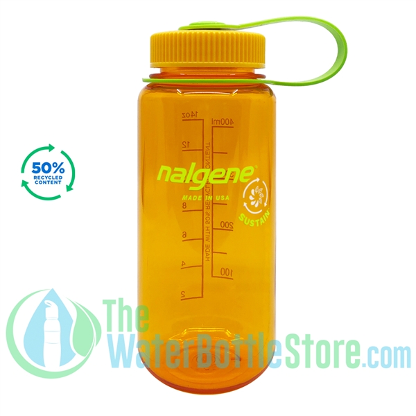 Nalgene 16 Ounce Wide Mouth Sustain Water Bottle Clementine