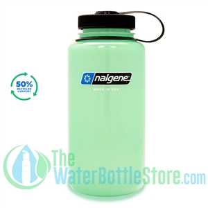 Nalgene 32 Ounce Wide Mouth Sustain Water Bottle Glow Green
