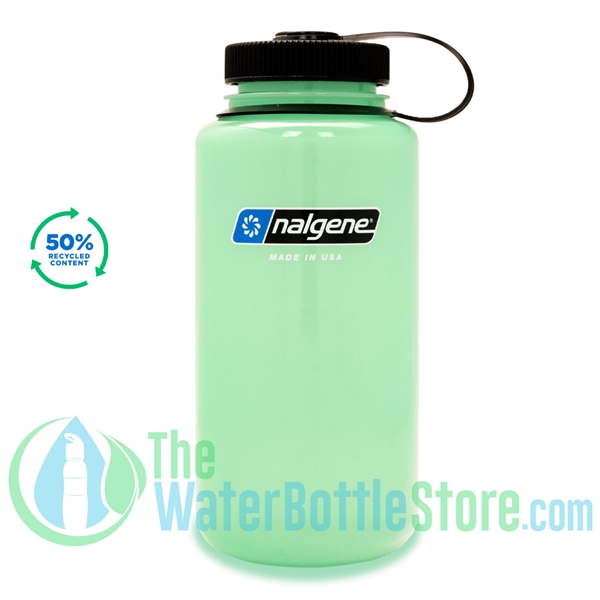 Nalgene 32 Ounce Wide Mouth Sustain Water Bottle Glow Green