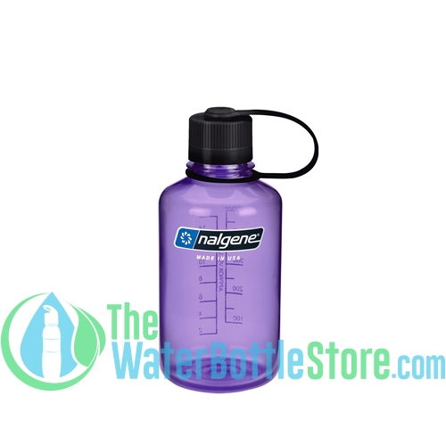 Nalgene 16 oz Narrow Mouth Water Bottle - Purple Bottle With Black Cap