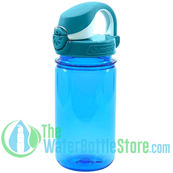 Nalgene 12 Ounce On The Fly Blue Bottle With Blue Wide Mouth Cap Water Bottle For Kids