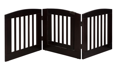 Ruffluv 3 Panel Pet Gate with Door - Medium - 24"H Cappuccino Finish