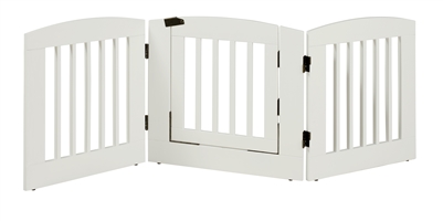 Ruffluv 3 Panel Pet Gate with Door - Medium - 24"H White Finish