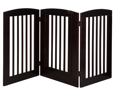 Ruffluv 3 Panel Expansion Pet Gate with Door - Large - 36"H - Cappuccino Finish