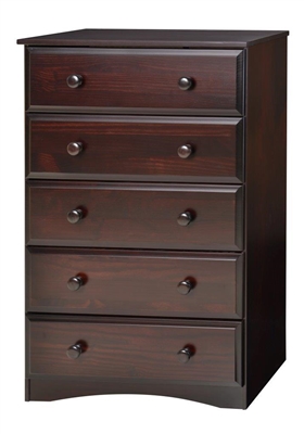 Essentials Five Drawer Chest - Cappuccino Finish