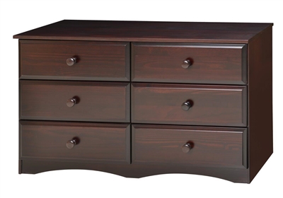 Essentials Six Drawer Double Dresser - Cappuccino Finish