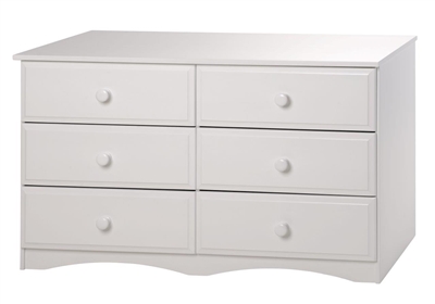 Essentials Six Drawer Double Dresser - White Finish