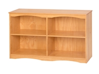 Essentials Wooden Bookcase 36" Wide with Center Divider - Natural Finish