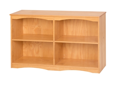 Essentials Wooden Bookcase 36" Wide with Center Divider - Natural Finish