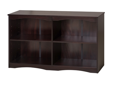 Essentials Wooden Bookcase 36" Wide with Center Divider - Cappuccino Finish