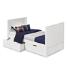 Camaflexi Twin Tall Platform Bed with Drawers - White Panel Headboard Bed