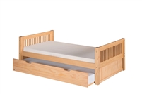 Camaflexi Full Size Platform Bed with Trundle - Mission Style - Natural Finish