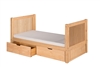 Camaflexi Full Size Platform Bed with Drawers - Tall, Mission Style - Natural Finish - Planet Bunk Bed