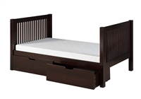 Camaflexi Full Size Platform Bed with Drawers - Tall, Mission Style - Cappuccino Finish - Planet Bunk Bed
