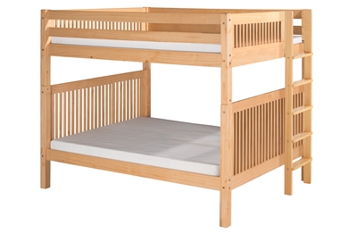 Camaflexi Full over Full Bunk Bed - Mission Headboard - Bed End Ladder - Natural Finish
