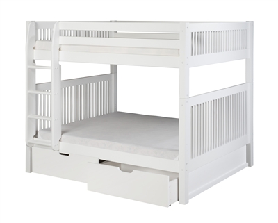 Camaflexi Full over Full Bunk Bed with Drawers - Mission Headboard - White Finish - Planet Bunk Bed