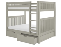 Camaflexi Full over Full Bunk Bed with Drawers - Mission Headboard - Grey Finish - Planet Bunk Bed