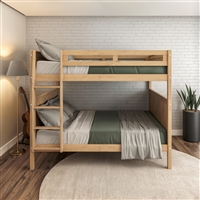 Camaflexi Full over Full Bunk Bed with Panel Headboard - Light Oak Finish - Planet Bunk Bed