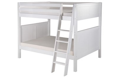 Camaflexi Full over Full Bunk Bed - White Panel Headboard - Angle Ladder - Planet Bunk Bed
